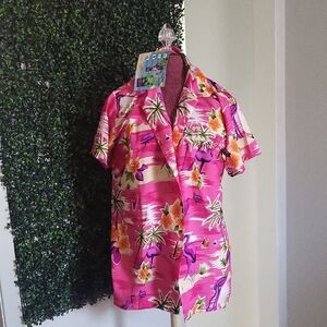 Tropical Pink Floral Women's Blouse